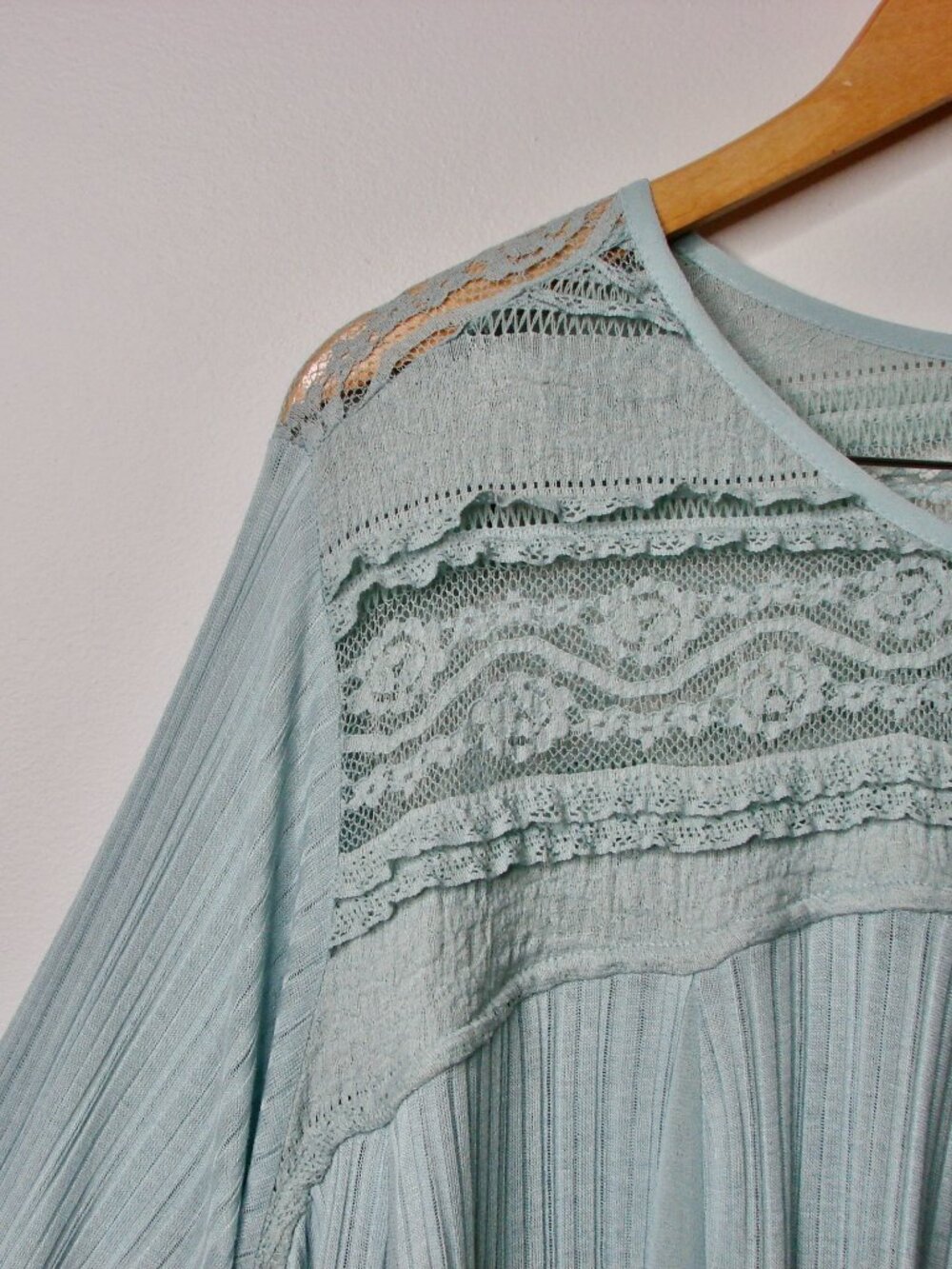 Free People Penny Lane Blue Tunic Top Blouse Lace Oversized Flowy Boho Small - Picture 10 of 14